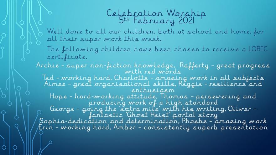 Celebration Worship  5th February 2021 